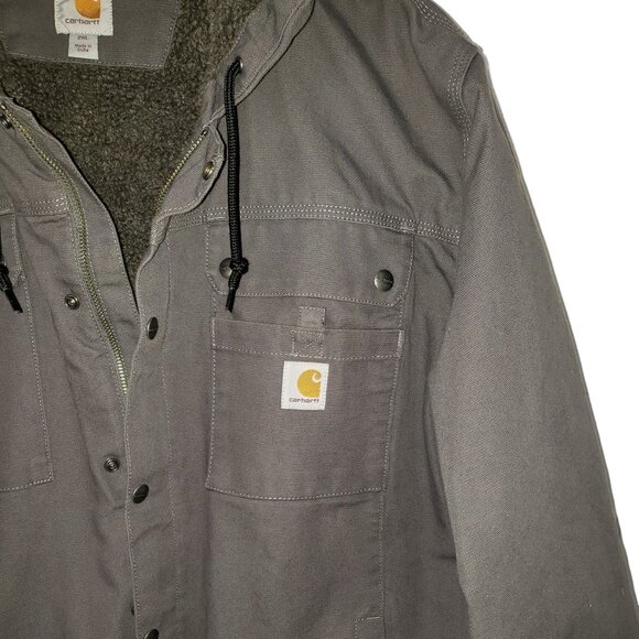 Carhartt Bartlett jacket, gray 2XL with hood & sherpa lining, like new condition - Picture 5 of 13